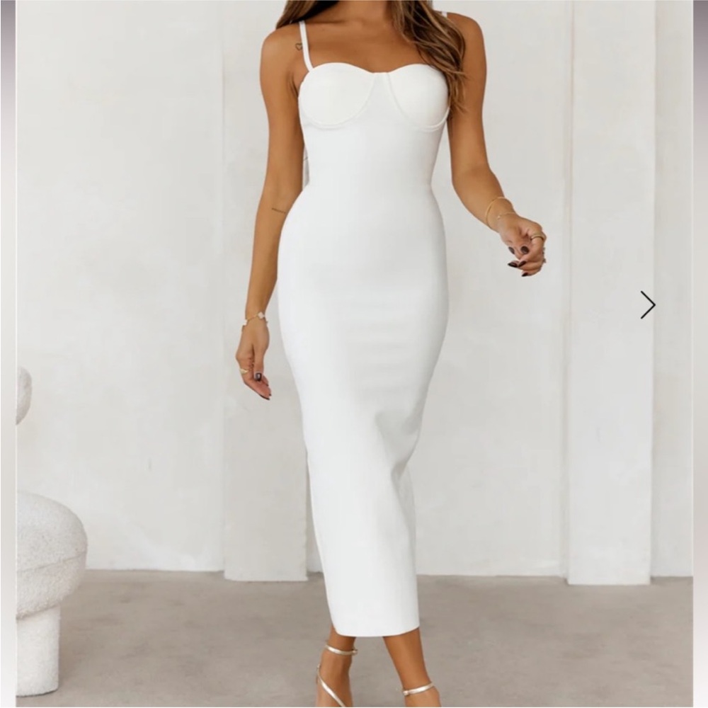 Hello Molly White Midi Dress
